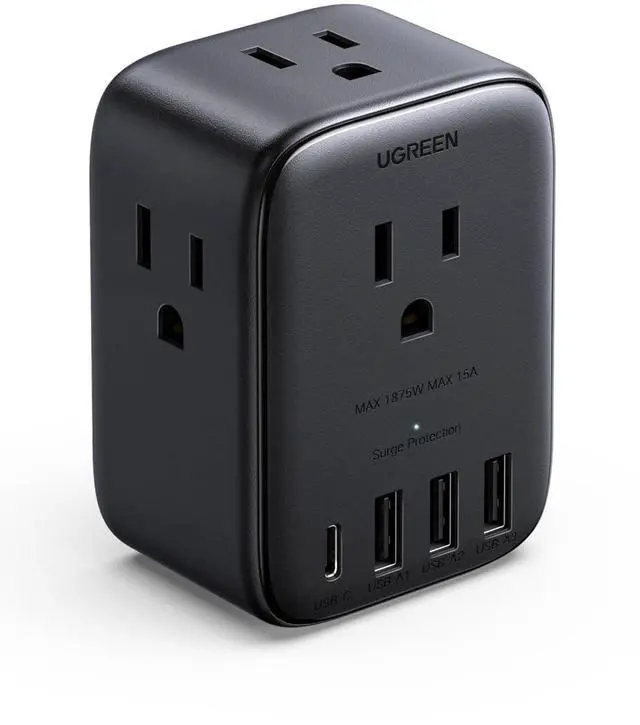 Main image of Multi Plug Outlet Extender with Surge Protection, Compact 4-Sided 8-Port Design, GaN Power Strip with 20W PD Charging for iPhone, iPad Series, College Dorm/Office/Home/Travel Essentials