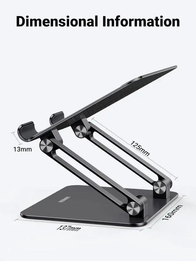 Alt view image 7 of 7 - Tablet Stand Holder for Desk Dual Rod Support Aluminum Tablet Holder Adjustable Multi-Angle Home Office Accessories Compatible with iPad Pro 13 12 11 10.5 Air Mini 5 4 3 2 Phone E-Reader Black