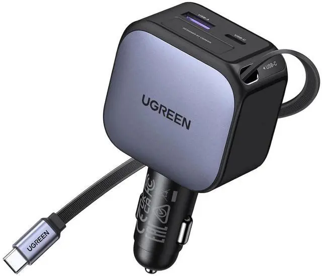 Main image of 90W Retractable Car Charger, 3 Port USB C Phone Charger Fast Charging with Type C Cable, Cigarette Lighter Adapter Compatible with MacBook, iPhone 17 16 15 Pro Max, Galaxy S25 S24 Ultra, iPad