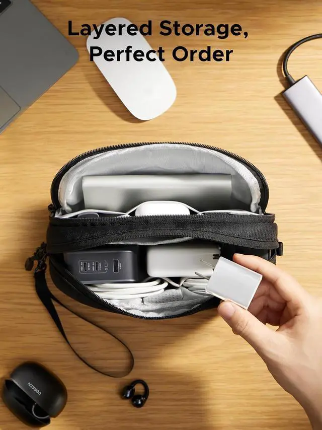 Alt view image 3 of 7 - Electronics Organizer Travel Case Bag Multifunctional Organizer Carrying Case for Cables, Cord, SD Card, Earbuds, Charger, USB Adapter, Electronic Accessories Medium Size