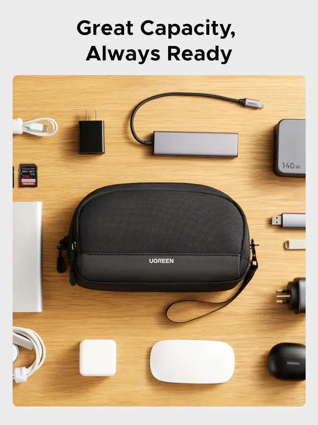 Alt view image 2 of 7 - Electronics Organizer Travel Case Bag Multifunctional Organizer Carrying Case for Cables, Cord, SD Card, Earbuds, Charger, USB Adapter, Electronic Accessories Medium Size