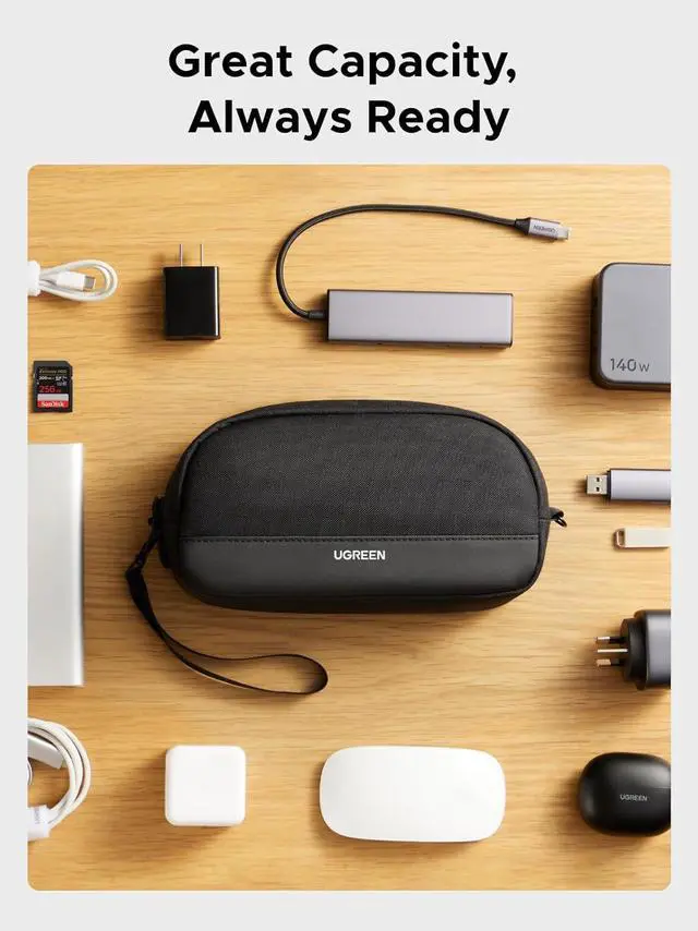 Alt view image 2 of 7 - Electronics Organizer Travel Case Bag Multifunctional Organizer Carrying Case for Cables, Cord, SD Card, Earbuds, Charger, USB Adapter, Electronic Accessories Small Size