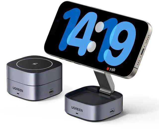 Main image of MagFlow Magnetic Foldable Charging Station, 2-in-1 Fast Wireless Charger Compatible with iPhone 17 17 Air 17 Pro 17 Pro Max 16 15 14 13 12, Airpods3 2 Pro (No AC Adapter)