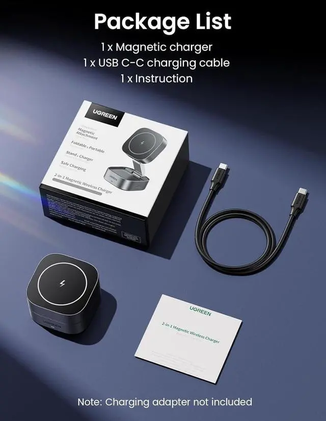 Alt view image 7 of 7 - MagFlow Magnetic Foldable Charging Station, 2-in-1 Fast Wireless Charger Compatible with iPhone 17 17 Air 17 Pro 17 Pro Max 16 15 14 13 12, Airpods3 2 Pro (No AC Adapter)