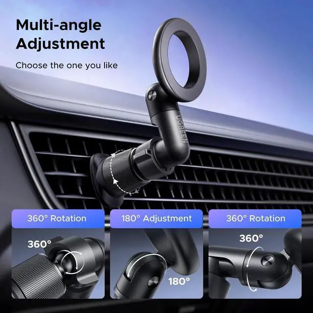 Alt view image 6 of 7 - UGREEN Phone Mount for Magsafe Air Vent Car Mount Magnetic Never Block Phone Holder Strengthen Magnetic Power Compatible with iPhone 17 16 15 Pro Max 14 13 12 Pro Mini MagSafe Case