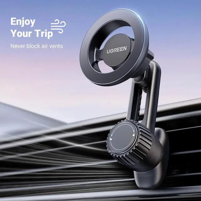 Alt view image 3 of 7 - UGREEN Magnetic Phone Mount for Car Compatible for Magsafe, Not Blocking Air Vent, Strengthen Magnetic Power Car Phone Holder Compatible with iPhone 16 15 Pro Max 14 13 12 Pro Mini MagSafe Case
