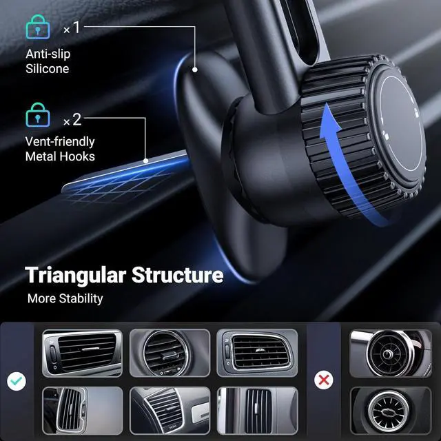 Alt view image 2 of 7 - UGREEN Magnetic Phone Mount for Car Compatible for Magsafe, Not Blocking Air Vent, Strengthen Magnetic Power Car Phone Holder Compatible with iPhone 16 15 Pro Max 14 13 12 Pro Mini MagSafe Case