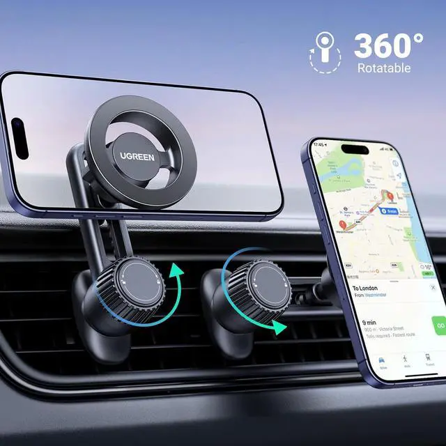 Alt view image 6 of 7 - UGREEN Magnetic Phone Mount for Car Compatible for Magsafe, Not Blocking Air Vent, Strengthen Magnetic Power Car Phone Holder Compatible with iPhone 16 15 Pro Max 14 13 12 Pro Mini MagSafe Case