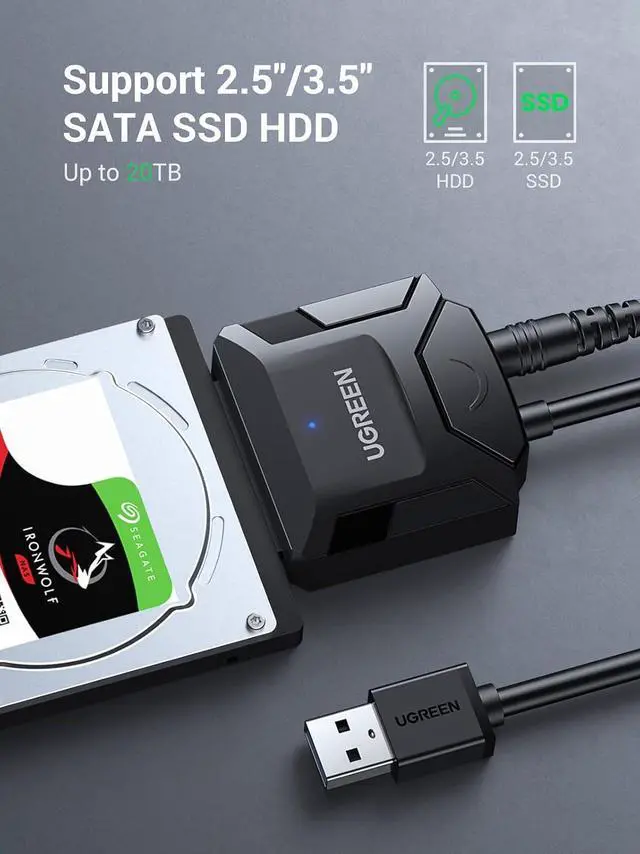 Alt view image 2 of 7 - UGREEN SATA to USB 3.0 Adapter Cable for 2.5/3.5-Inch HDD/SSD (Pack of 2)