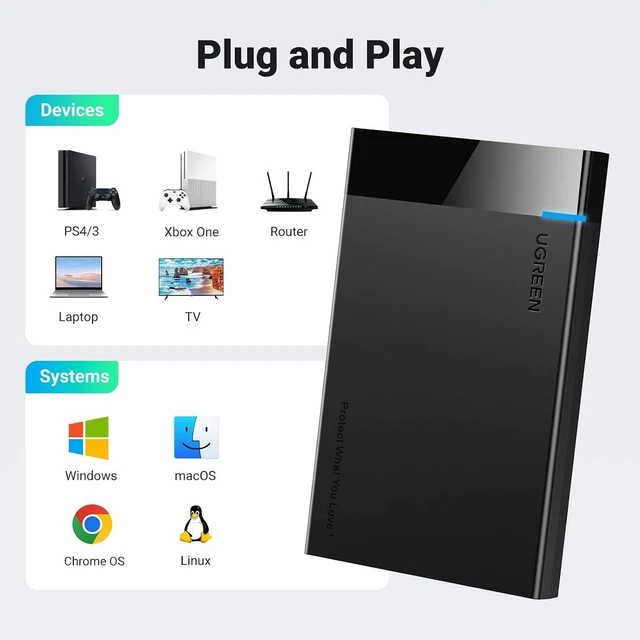 Alt view image 5 of 7 - 2.5" Hard Drive Enclosure USB 3.0 to SATA III Adapter Bundle with Revodok 105 USB C Hub 5 in 1 Multiport Adapter