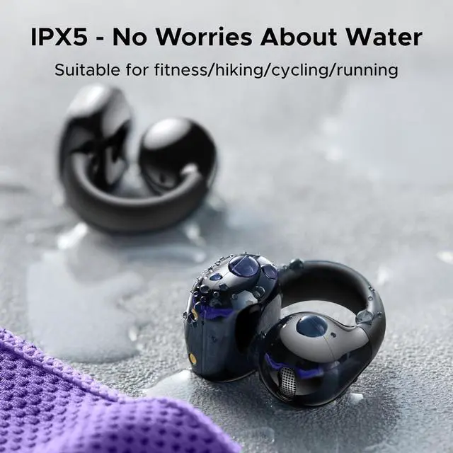 Alt view image 7 of 7 - HiTune S3 Open Ear Earbuds Bluetooth 5.4 Clip On Wireless Headphones ENC Mic for Clear Calls 30H Playtime IPX5 Waterproof Earphones for Running Workout, Cyclists, Compatible with iPhone, Black
