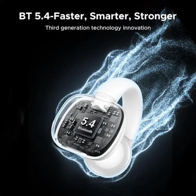 Alt view image 3 of 7 - HiTune S3 Open Ear Earbuds Bluetooth 5.4 Clip On Wireless Headphones ENC Mic for Clear Calls 30H Playtime IPX5 Waterproof Earphones for Running Workout, Cyclists, Compatible with iPhone, White