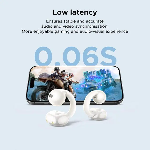 Alt view image 7 of 7 - HiTune S3 Open Ear Earbuds Bluetooth 5.4 Clip On Wireless Headphones ENC Mic for Clear Calls 30H Playtime IPX5 Waterproof Earphones for Running Workout, Cyclists, Compatible with iPhone, White