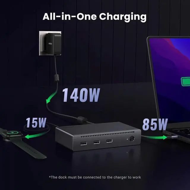 Alt view image 5 of 7 - Thunderbolt 4 Dock 8-in-1 40Gbps TB4 Hub 3 x TB 4 Dual 4K@60Hz or Single 8K Display, 85W Charging, Gigabit Ethernet, 3 x USB A 3.2. Revodok Max 208 for Mac M1/M2/M3/M4 Pro/Max