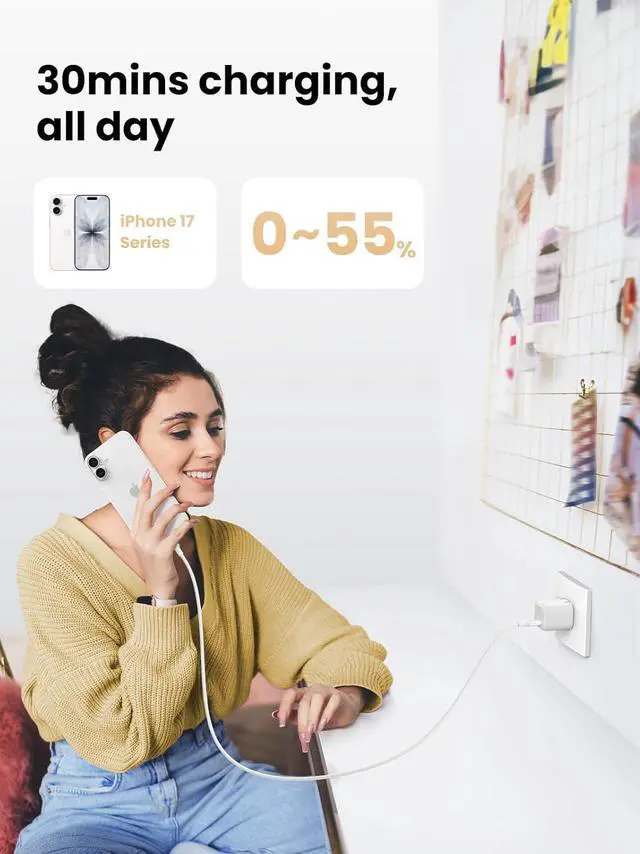 Alt view image 2 of 7 - UGREEN 30W USB C Charger, Nexode Foldable GaN PPS Compact Fast Wall Charger Block, USB-C Power Adapter for iPhone 17/16/15/14, Galaxy S25/S24/S23, Pixel 9/8/7, MacBook Air, iPad(White)