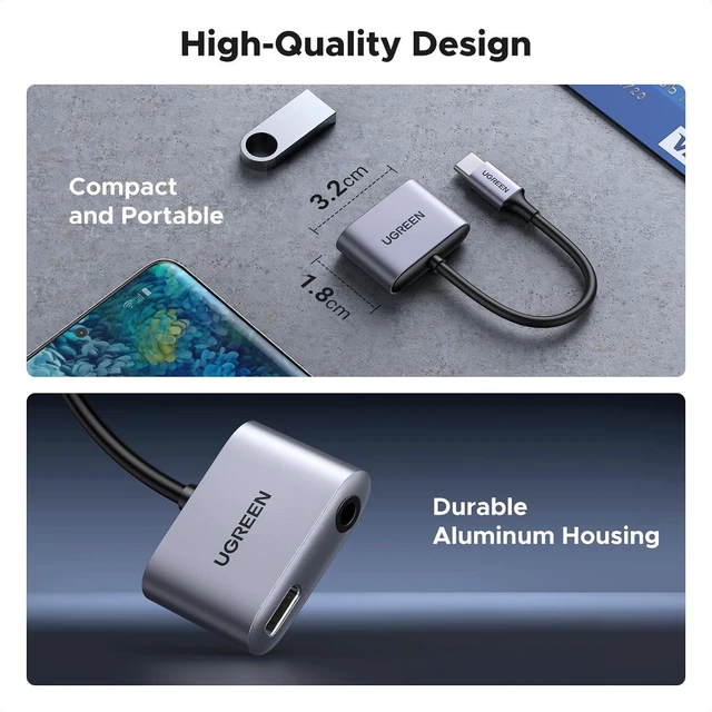 Alt view image 7 of 7 - UGREEN USB C to 3.5mm Audio and Charger Adapter 2 in 1