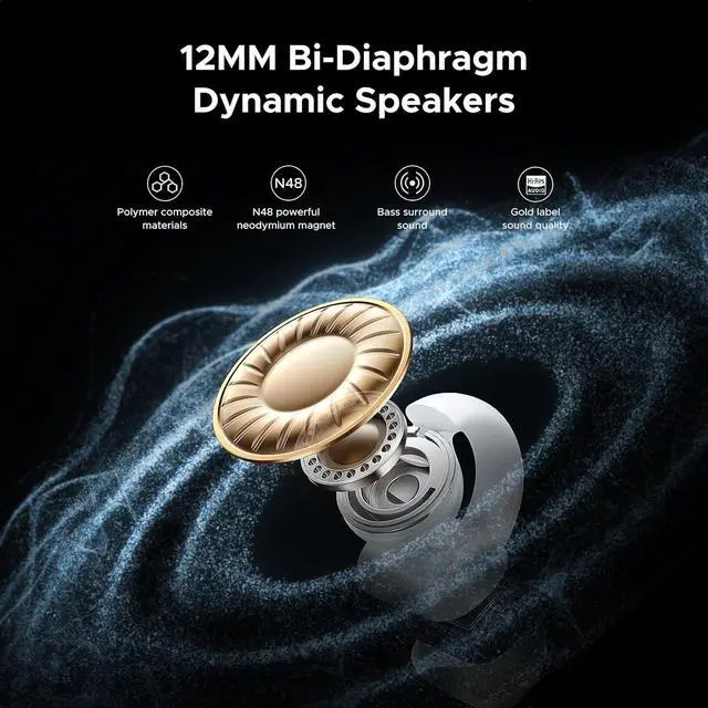 Alt view image 2 of 7 - HiTune S3 Open Ear Earbuds Bluetooth 5.4 Clip On Wireless Headphones ENC Mic for Clear Calls 30H Playtime IPX5 Waterproof Earphones for Running Workout, Cyclists, Compatible with iPhone, White