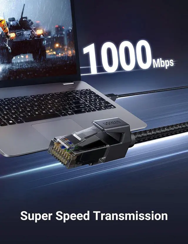 Alt view image 2 of 7 - UGREEN Cat 6 Ethernet Cable 10FT, Braided, 1000Mbps 250MHz High Speed