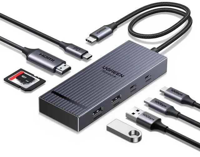 Main image of Revodok Pro USB C Hub for Laptop 8 in 1 MacBook Docking Station 4K 60Hz HDMI, 100W PD Charging, USB-C & USB-A 10Gbps Data Ports, SD/TF Card Reader for MacBook Neo/Pro/Air, XPS, Thinkpad