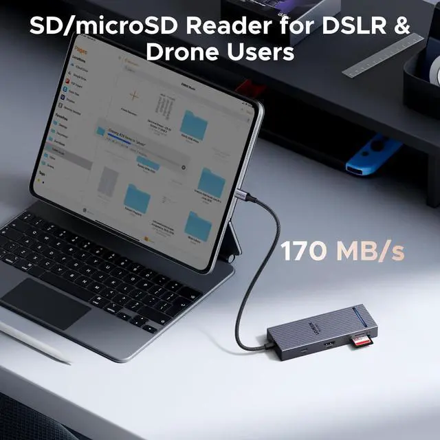 Alt view image 6 of 7 - Revodok Pro USB C Hub for Laptop 8 in 1 MacBook Docking Station 4K 60Hz HDMI, 100W PD Charging, USB-C & USB-A 10Gbps Data Ports, SD/TF Card Reader for MacBook Neo/Pro/Air, XPS, Thinkpad