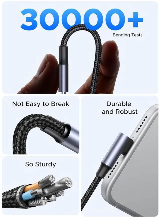 Alt view image 7 of 7 - 240W USB C to USB C Cable, 90-Degree Right Angle, PD 3.1 Fast Charging Braided Cord, with E-Marker Chip for MacBook Pro/Air, iPhone 17/16/15, iPad, Galaxy S26/S25, Steam Deck, 3.3FT