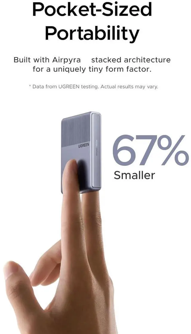 Alt view image 3 of 7 - Nexode Air 45W USB C Charger Block, Flat USBC Wall Charger, Ultra Slim and Foldable Plug Power Adapter for iPhone 17 16, Galaxy S26/S25, iPad, MacBook Air/Neo/Pro, Grey