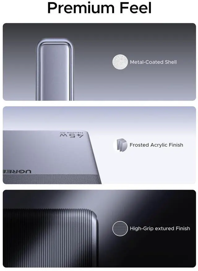 Alt view image 6 of 7 - Nexode Air 45W USB C Charger Block, Flat USBC Wall Charger, Ultra Slim and Foldable Plug Power Adapter for iPhone 17 16, Galaxy S26/S25, iPad, MacBook Air/Neo/Pro, Grey