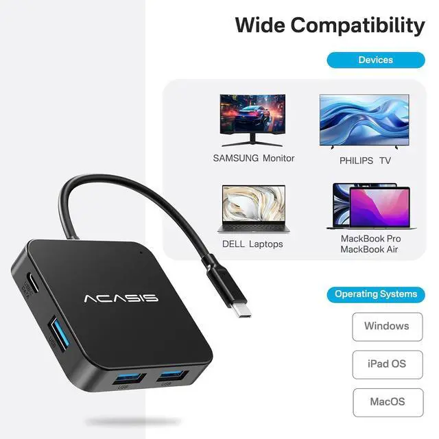 Alt view image 6 of 6 - USB C Hub 10Gbps, 6-in-1 Multiport Adapter with 4K 60Hz HDMI, 100W Power Delivery, USB A3.2 Data Port, USB C to HDMI Adapter for MacBook, Dell, Lenovo, Surface, iPad PRO, XPS(Black)