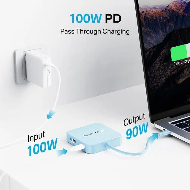 Alt view image 4 of 6 - USB C Hub 10Gbps, Multiport Adapter with 4K 60Hz HDMI, 100W Power Delivery, 3 USB A3.1+1 USB-C 3.1 Data Port, USB to HDMI Adapter for MacBook, Dell, Lenovo, Surface, iPad PRO, XPS(Grey)