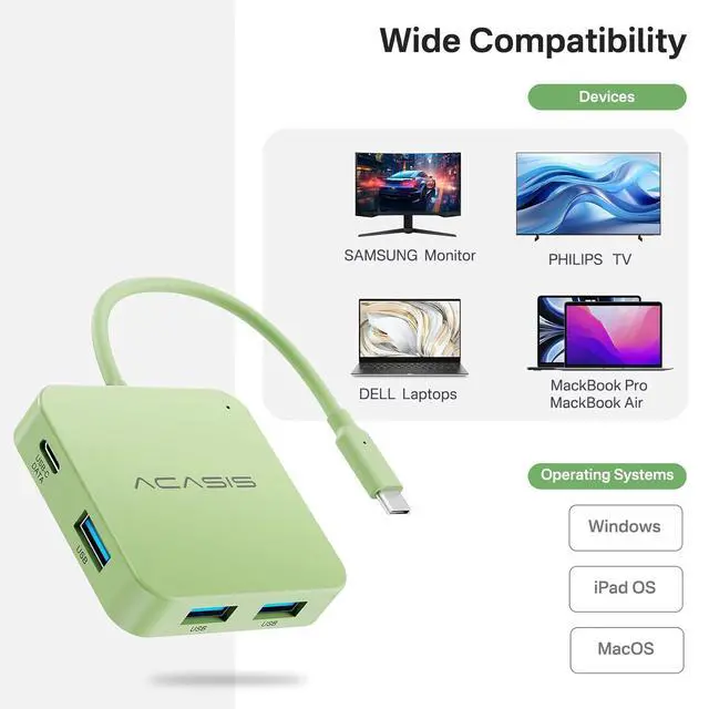 Alt view image 6 of 6 - USB C to Dual HDMI DisplayLink Adapter, 4K@60Hz, 2 HDMI & 3 USB-A Ports, 100W PD Charging, USB C DisplayLink Docking Station for Mac M1/M2/M3/Windows,USB A/C to Dual Monitor Adapter (Black)