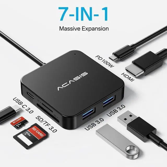 Alt view image 2 of 7 - USB C Splitter with 4K@60Hz Video Output, USB C Hub 10Gbps with 1xHDMI, 1xUSB C Video Output for Portable Monitor, 3xUSB C 10Gbps,100W PD, Multiport Adapter Splitter for Dell/HP/Mac Pro/Samsung