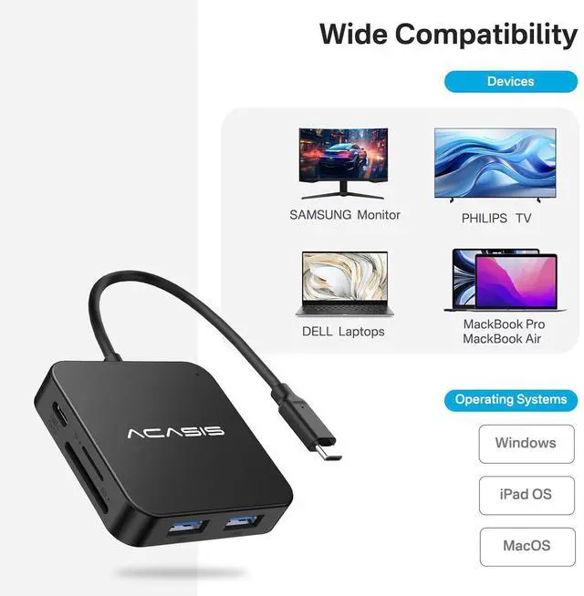 Alt view image 7 of 7 - USB C Splitter with 4K@60Hz Video Output, USB C Hub 10Gbps with 1xHDMI, 1xUSB C Video Output for Portable Monitor, 3xUSB C 10Gbps,100W PD, Multiport Adapter Splitter for Dell/HP/Mac Pro/Samsung