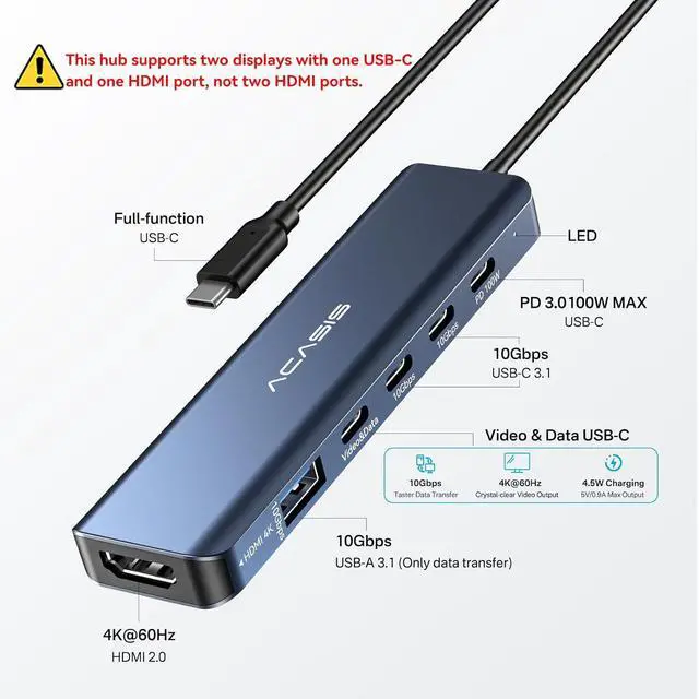 Alt view image 2 of 7 - 40Gbps Mac mini M1/M2/M2 Pro/2018 Intel Dock & Stand with NVMe SSD Enclosure, Aluminum Mac mini Hub, 4K60Hz HDMI, 2X10G USB A, 10G USB C, PD 30W, SD/TF 4.0, Desktop Space-Saving Workstation