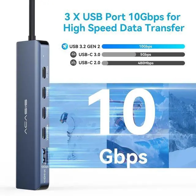 Alt view image 4 of 7 - 40Gbps Mac mini M1/M2/M2 Pro/2018 Intel Dock & Stand with NVMe SSD Enclosure, Aluminum Mac mini Hub, 4K60Hz HDMI, 2X10G USB A, 10G USB C, PD 30W, SD/TF 4.0, Desktop Space-Saving Workstation