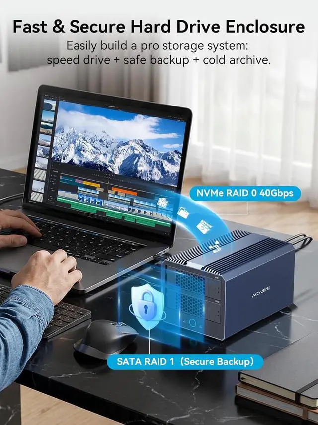 Alt view image 5 of 7 - 40Gbps M.2 NVMe SSD Enclosure with Aluminum Heat-dissipating fins Noiseless USB4 External SSD Enclosure Prevents Throttling & Maintains High Speeds M.2 Enclosure Compatible M1/M2/M3M4/ MacBook