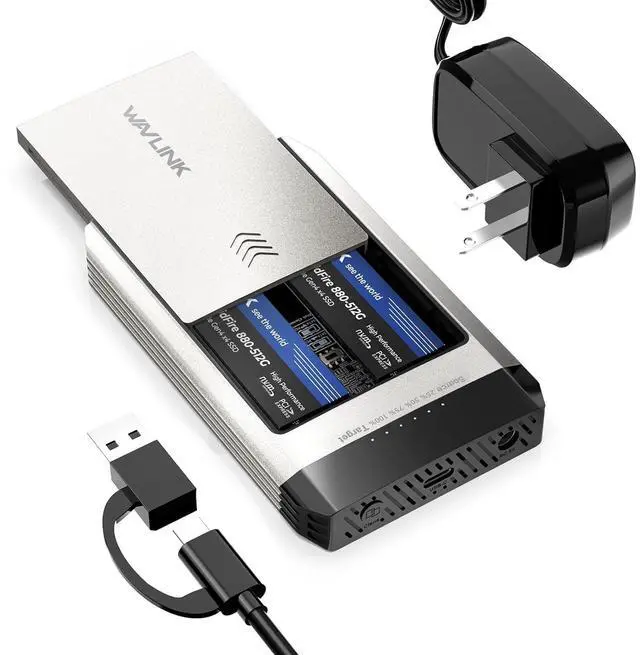 Main image of M.2 SSD Cloner, 20Gbps NVMe Cloner Dual-Bay SSD Enclosure, Tool-Free M.2 Duplicator for SSDs PCIe Sizes 2230/2242/2260/2280, Supports Offline Clone, Compatible with NVMe, up to 8TB per Drive