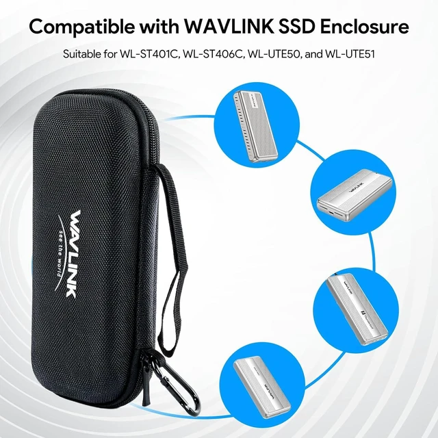 Alt view image 7 of 7 - Carrying Case, EVA Zipper Carrying Hard Case Cover for SSD Enclosure, Compatible with WL-UTE50, WL-UTE51, WL-ST401C, WL-ST406C, Travel Case Protective Cover Storage Bag