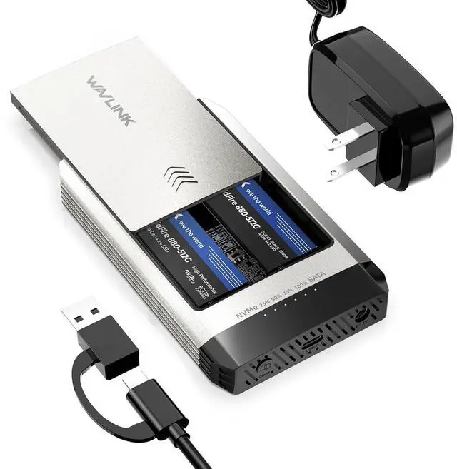 Main image of M.2 SSD Cloner, NVMe Cloner Dual-Bay SSD Enclosure, 10Gbps Tool-Free M.2 Duplicator Supports SATA to NVMe and NVM e to SATA, SSD Reader for 2230/2242/2260/2280 SSDs, up to 8TB per Drive