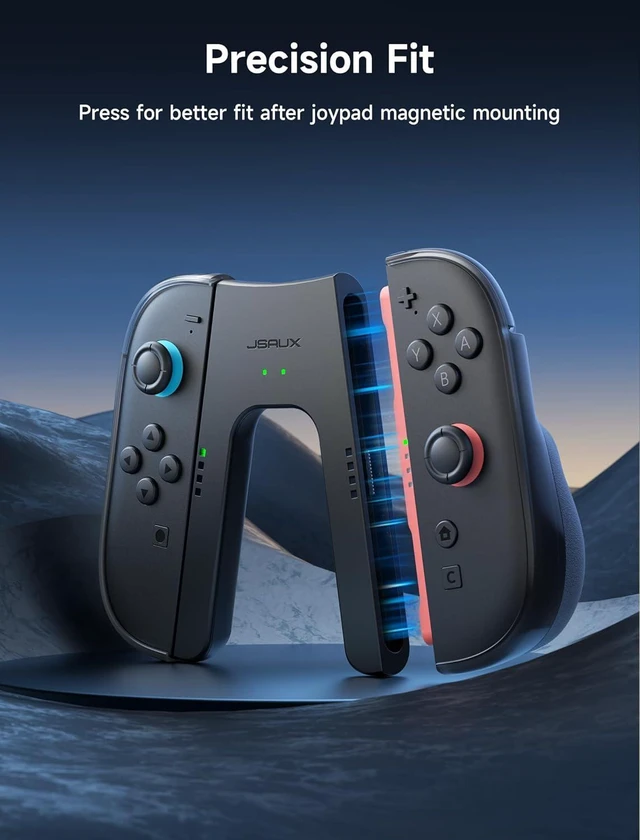 Alt view image 7 of 7 - Ergonomic Switch 2 Charging Grip for Nintendo Switch 2, Magnetic Grip Controller Compatible with Switch 2 JoyPads, Play While Charging with LED Indicator& 1.5m/4.9ft Charger Cable-Black