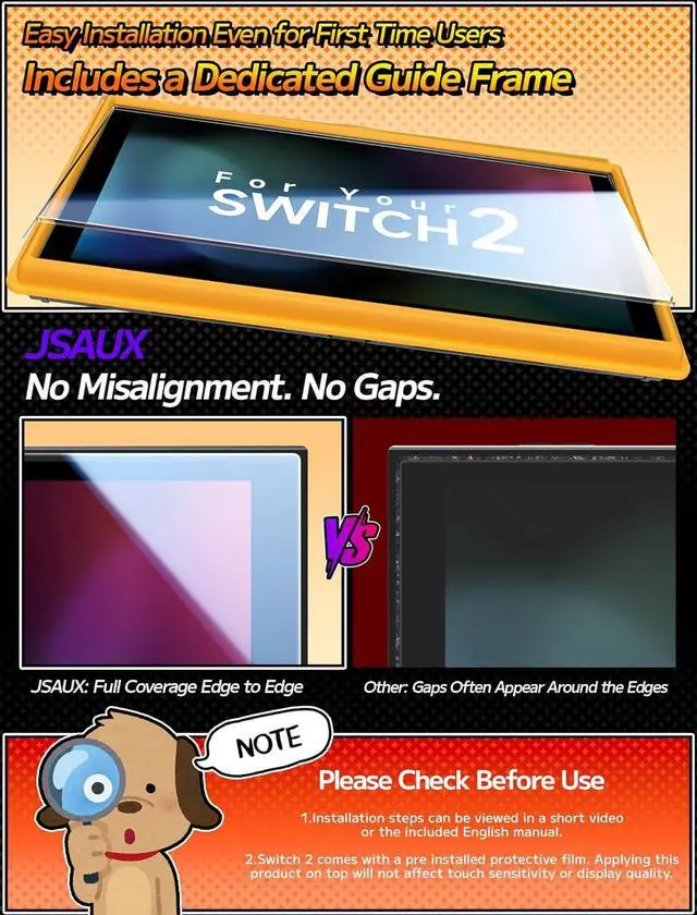 Alt view image 3 of 7 - 4-Pack Tempered Glass Screen Protector for Nintendo Switch 2 (2025), Easy to Install with Guiding Frame Ultra HD Glass Protector 9H Hardness Scratch Resistant Accessories for Switch2
