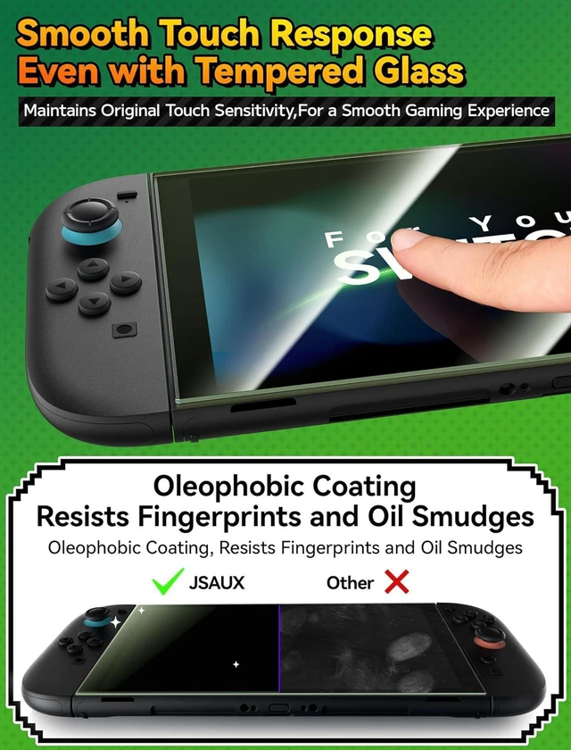 Alt view image 6 of 7 - 2-Pack 97% Blue Light Blocking Tempered Glass Screen Protector for Nintendo Switch 2, Easy to Install with Guide Frame, Eye Strain Relief, 9H Hardness Scratch Resistant Accessories for Switch2