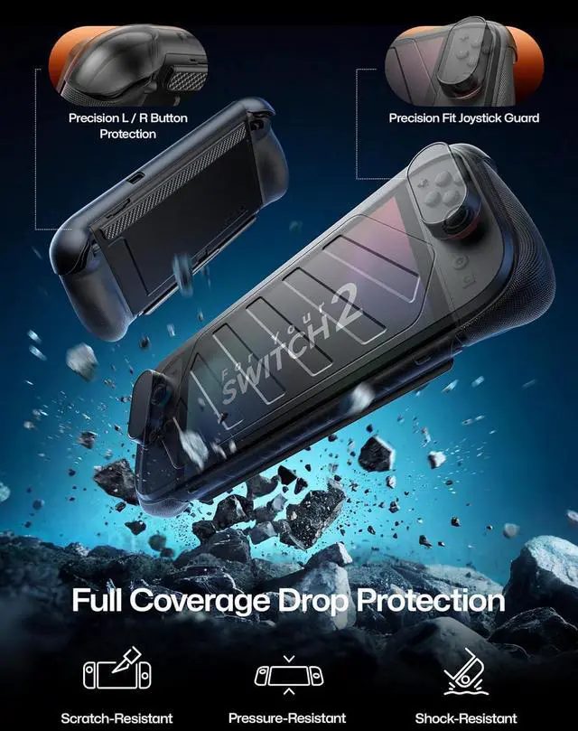 Alt view image 5 of 7 - Split Every Day Case for Switch 2, TPU Middle Frame & PC Front Cover, Dockable, Non Slip Ergonomic Grip, 8 Game Card Storage, Includes Adjustable Stand, Drop Protection - PC0123B