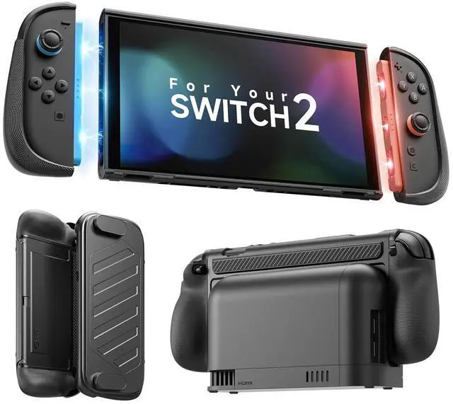 Main image of Split Every Day Case for Switch 2, TPU Middle Frame & PC Front Cover, Dockable, Non Slip Ergonomic Grip, 8 Game Card Storage, Includes Adjustable Stand, Drop Protection - PC0123B