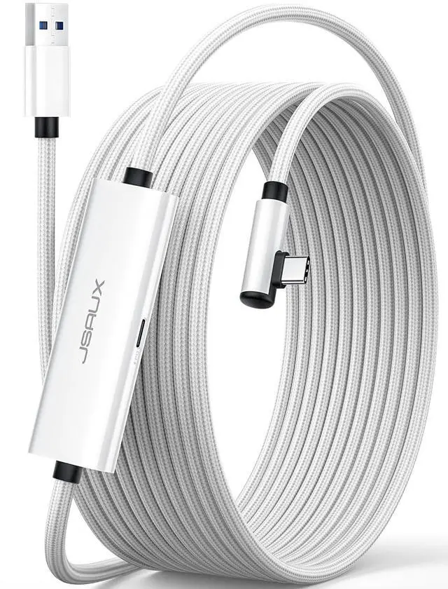 Main image of Link Cable with 18W Charging 16ft, Compatible with Oculus Meta Quest 3S/ 3/ 2/ Pro and Pico 4, PC VR, Steam VR Accessories, 2-in-1 High Speed 5Gbs USB3.0 to USB C Data Cord for VR Headset