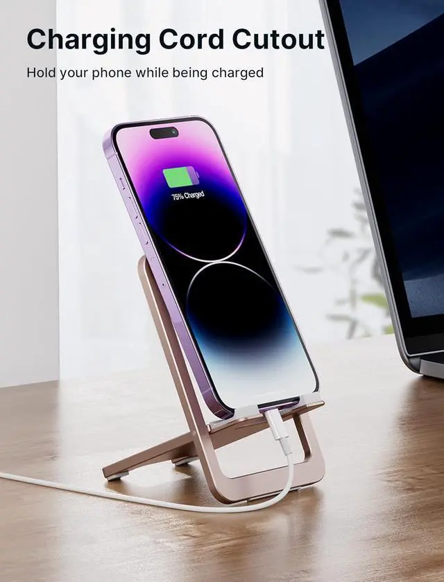 Alt view image 3 of 6 - Cell Phone Stand, Foldable Aluminum Adjustable Phone Holder for Desk Portable Travel Essentials Office Accessories for iPhone 17 16 15 14 13 Pro Max Samsung S25 S24 S23 Ultra Kindle-Pink