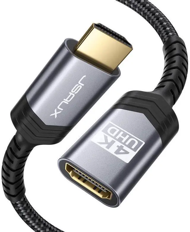 Main image of HDMI Extension Cable 3.3FT, 4K 60Hz High Speed HDMI Extender Cord Male to Female Adapter Connector (HDR HDCP 2.2), Compatible with Roku TV Streaming Stick, Bluray Player, HDTV, Laptop, PC - Grey