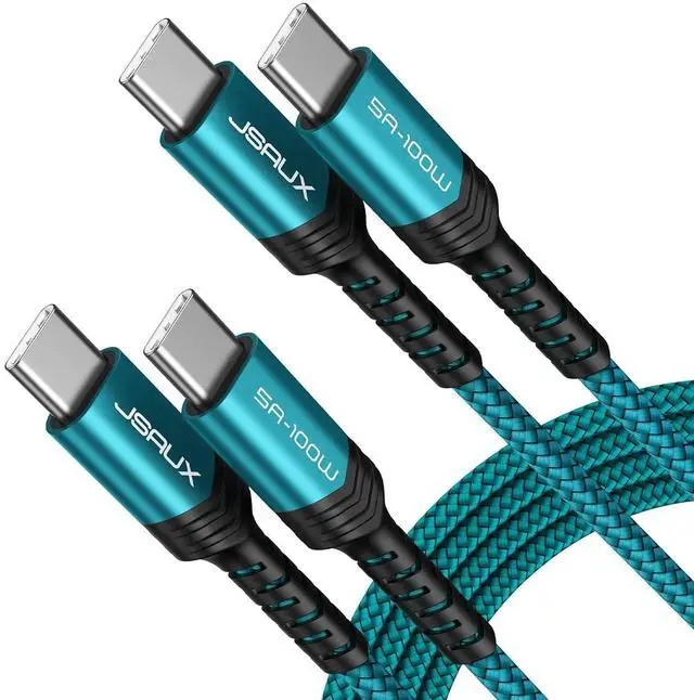 Main image of 100W USB C to USB C Cable for iPhone 17, USBC Type C Charge Cord 5A Fast Charging Compatible with iPhone 17 Air 16 15 Pro Max Samsung Galaxy S25 S24 MacBook iPad Carplay (2-Pack, 6.6ft) Green
