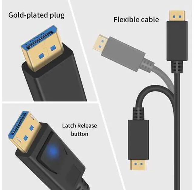 Alt view image 3 of 7 - 90 Degree Mini Displayport to Displayport Cable, Extreme Thin Up Angle Mini Dp Male to DP Male Cable with Gold-Plated for Gaming Monitor 1Ft