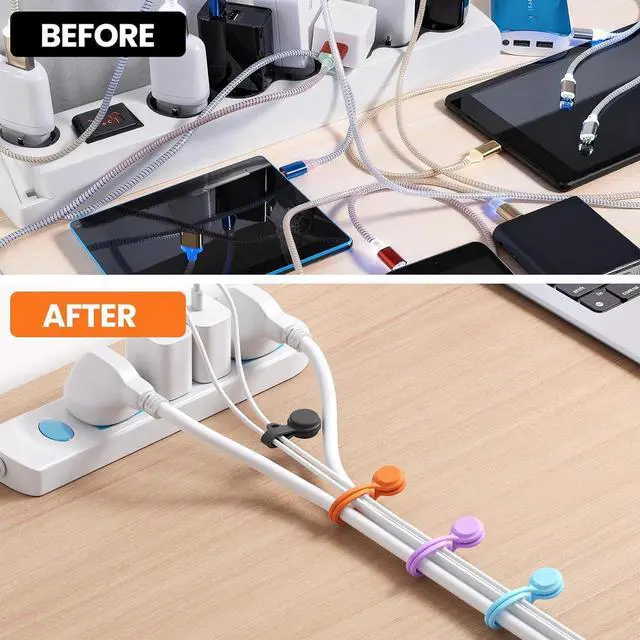 Alt view image 3 of 7 - Reusable Silicone Magnetic Cable Ties - 2 Sizes Combo (4pcs 2.56'' + 20pcs 7.16'') - Multi-Purpose for Cable Bundling, Organizing, Bookmarks & Fridge Magnets - Assorted Colors, Pack of 24
