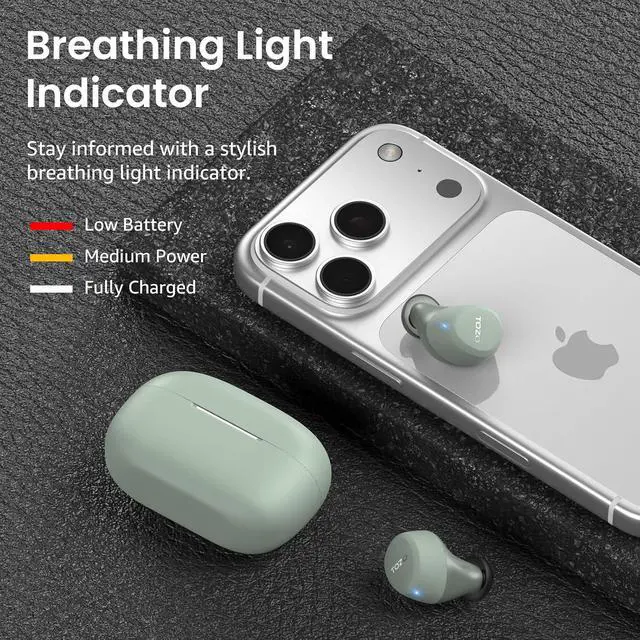 Alt view image 7 of 7 - A1 Wireless Earbuds Bluetooth 5.3 Light Weight in Ear IPX5 Waterproof Headphones 2 Mic for AI Calls, Immersive Premium Sound Bass Headset with Charging Case, 32 Presets EQ Customization via App